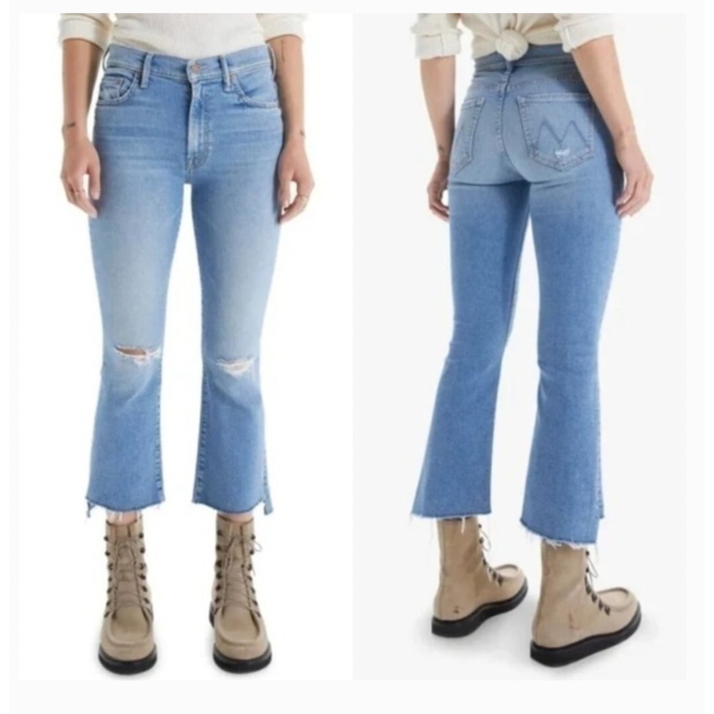 MOTHER The Insider‎ Crop Step Fray Jeans Thrilling Shots Blue Distressed 27
